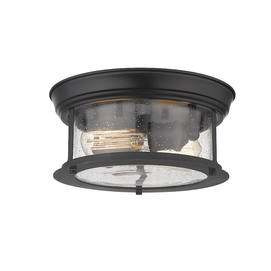 Z-Lite Sonna 2 Light Flush Mount, Clear Seedy Glass