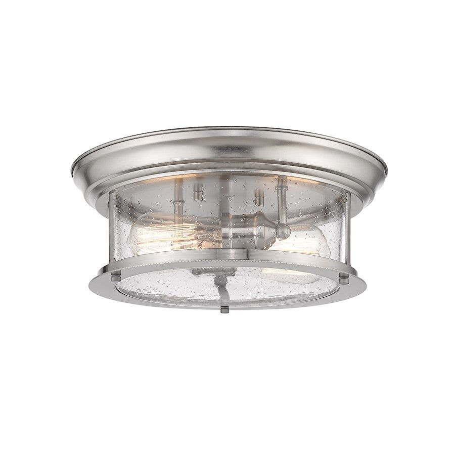 Z-Lite Sonna 2 Light Flush Mount, Clear Seedy Glass