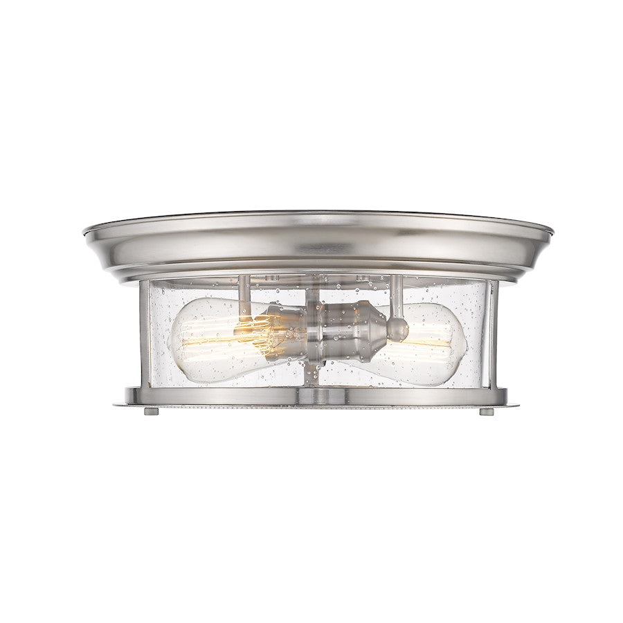 Z-Lite Sonna 2 Light Flush Mount, Clear Seedy Glass