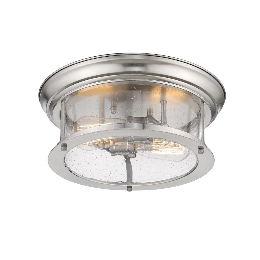 Z-Lite Sonna 2 Light Flush Mount, Clear Seedy Glass