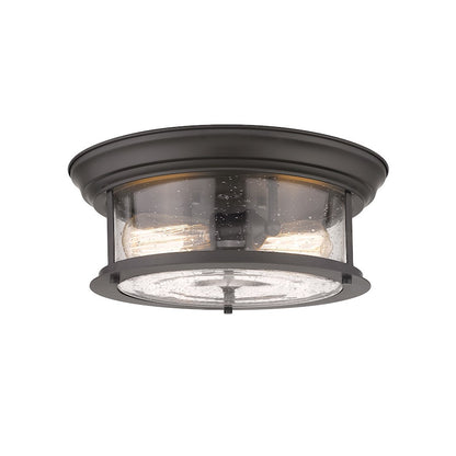 Z-Lite Sonna 2 Light Flush Mount, Clear Seedy Glass