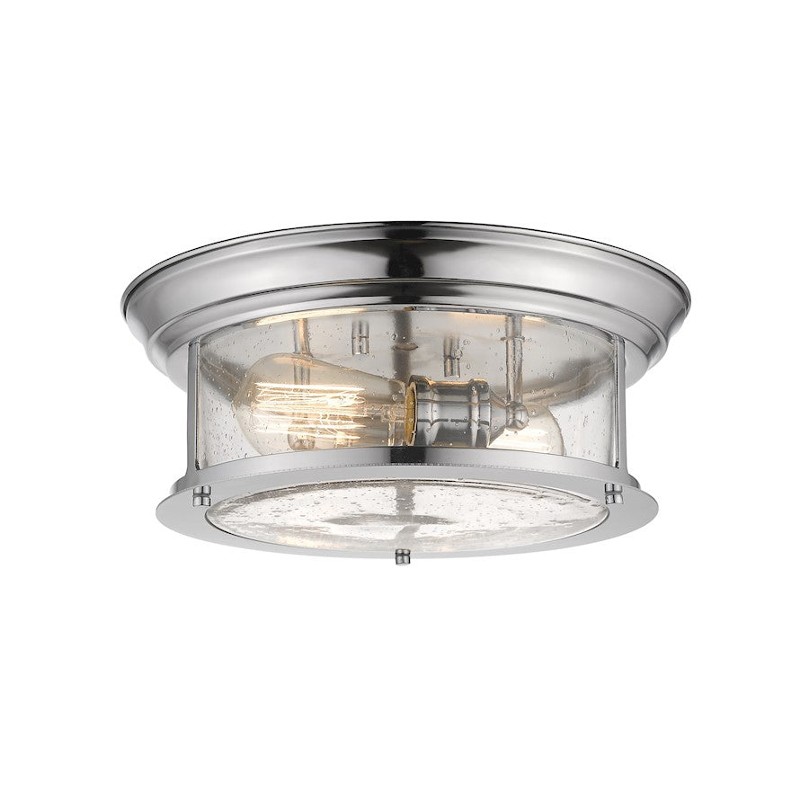 Z-Lite Sonna 2 Light Flush Mount, Clear Seedy Glass