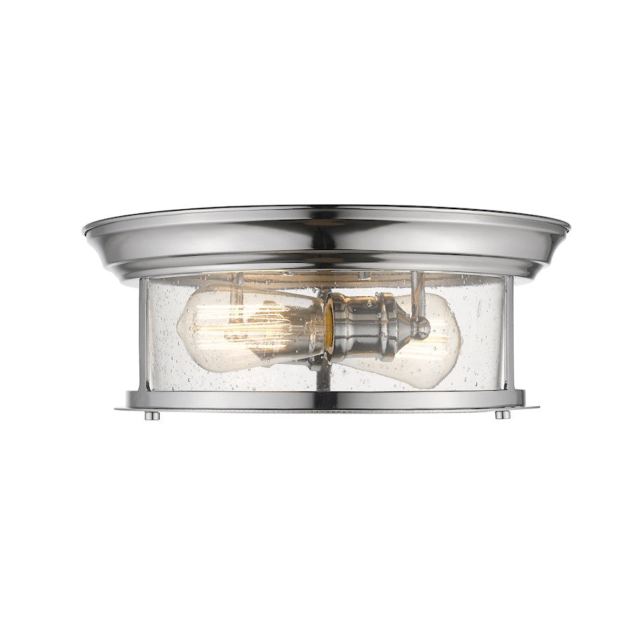 Z-Lite Sonna 2 Light Flush Mount, Clear Seedy Glass