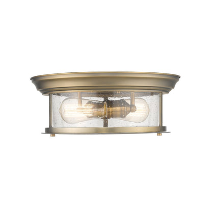 Z-Lite Sonna 2 Light Flush Mount, Clear Seedy Glass