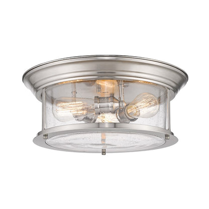 Z-Lite Sonna 3 Light Flush Mount, Clear Seedy Glass