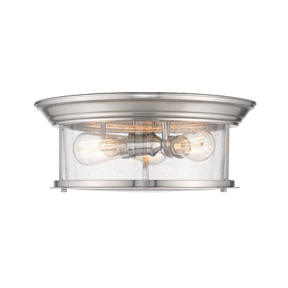 Z-Lite Sonna 3 Light Flush Mount, Clear Seedy Glass