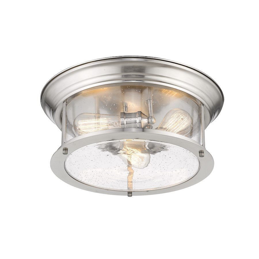 Z-Lite Sonna 3 Light Flush Mount, Clear Seedy Glass