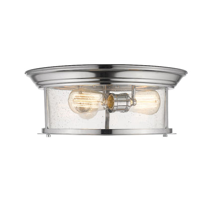 Z-Lite Sonna 3 Light Flush Mount, Clear Seedy Glass