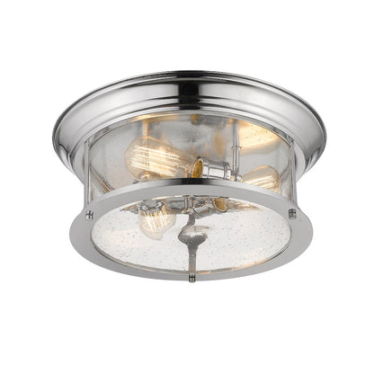 Z-Lite Sonna 3 Light Flush Mount, Clear Seedy Glass