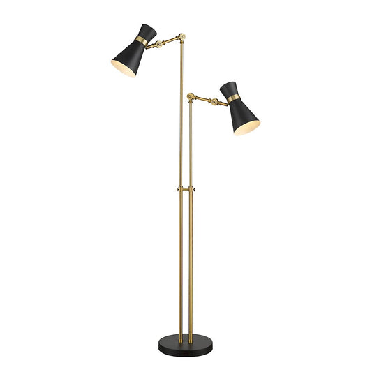 Z-Lite Soriano 2 Light 56" Floor Lamp, Black/Brass, Black - 728FL-MB-HBR