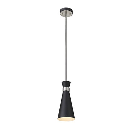 Z-Lite Soriano 1 Light 13" Mini Pendant, Black/Nickel, Black - 728MP-MB-BN