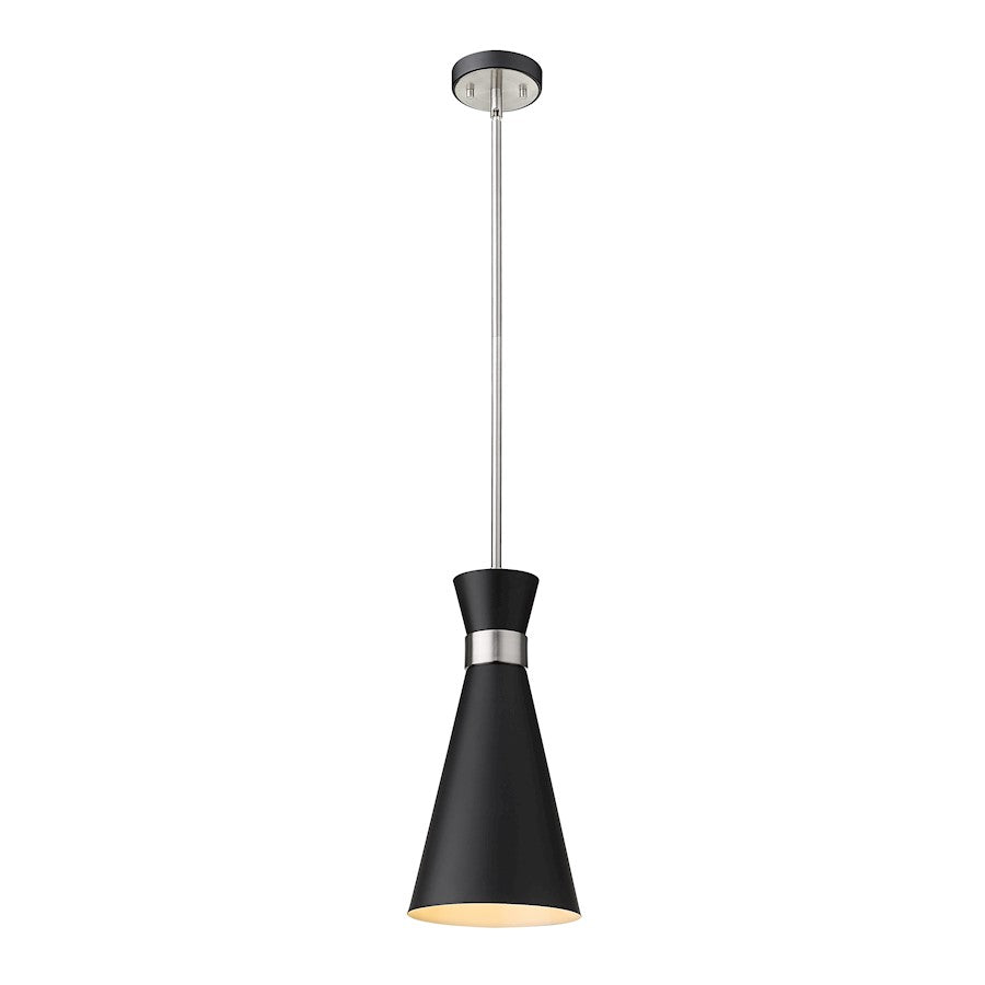 Z-Lite Soriano 1 Light 17" Pendant, Black/Brushed Nickel, Black - 728P8-MB-BN