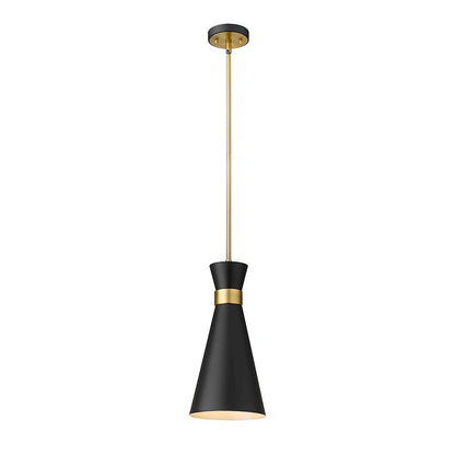 Z-Lite Soriano 1 Light 17" Pendant, Black/Heritage Brass, Black - 728P8-MB-HBR