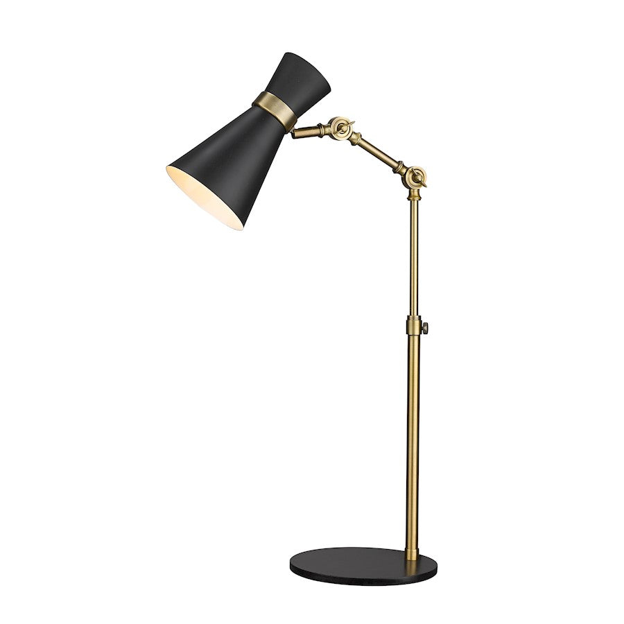 Z-Lite Soriano 1 Light 25" Table Lamp, Black/Brass, Black - 728TL-MB-HBR