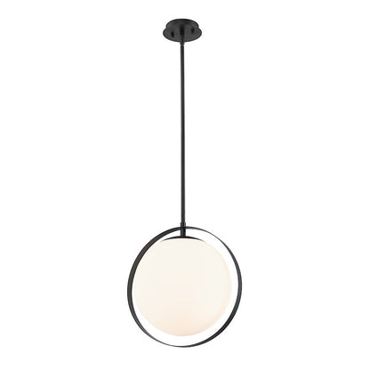 Z-Lite Midnetic 1 Light 15" Mini Pendant, Matte Black, Matte Opal - 730P12-MB