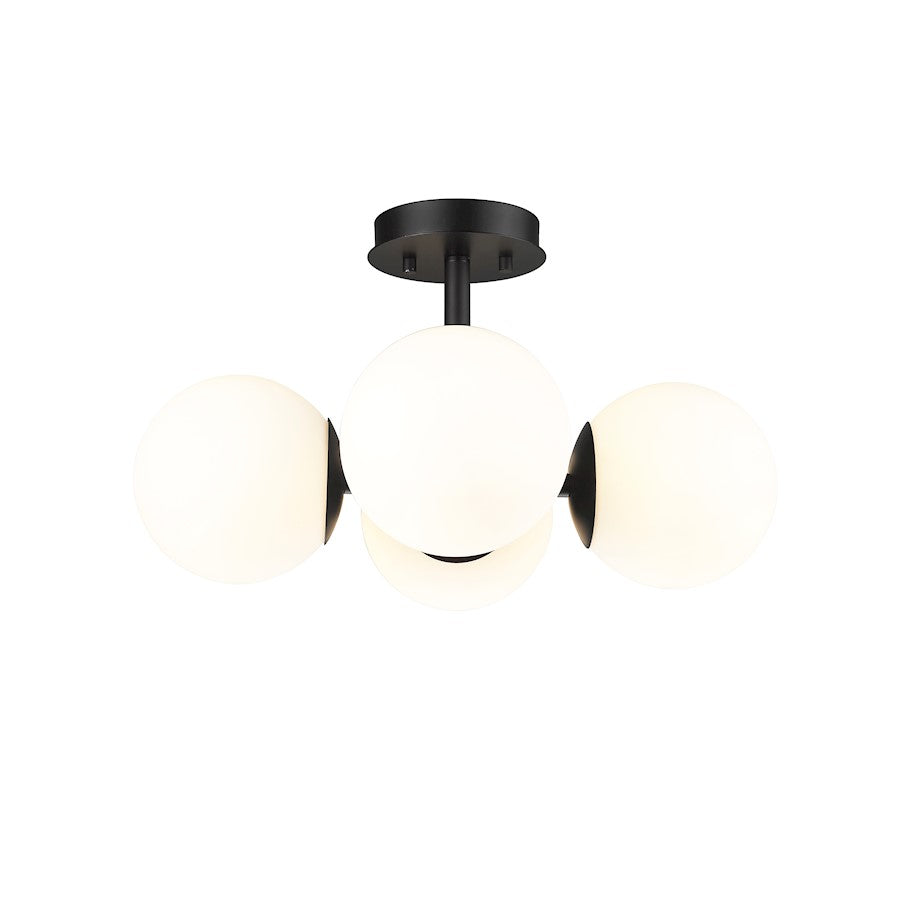 Z-Lite Midnetic 4 Light Semi Flush Mount, Matte Black