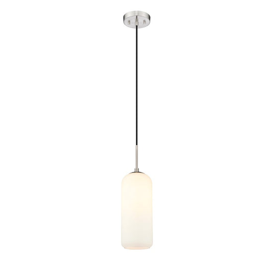 Z-Lite Monty 1 Light 17" Pendant in Brushed Nickel/Matte Opal - 732P17-BN