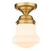 Z-Lite Vaughn 1 Light 9" Flush Mount, Heritage Brass/Matte Opal - 735F1-HBR