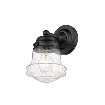 Z-Lite Vaughn 1 Light Wall Sconce in Matte Black/Clear Seedy - 736-1S-MB