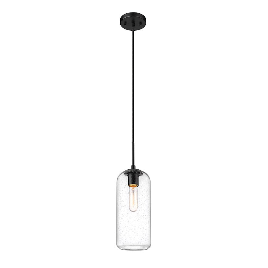 Z-Lite Monty 1 Light 17" Pendant, Matte Black/Matte Opal - 738P17-MB