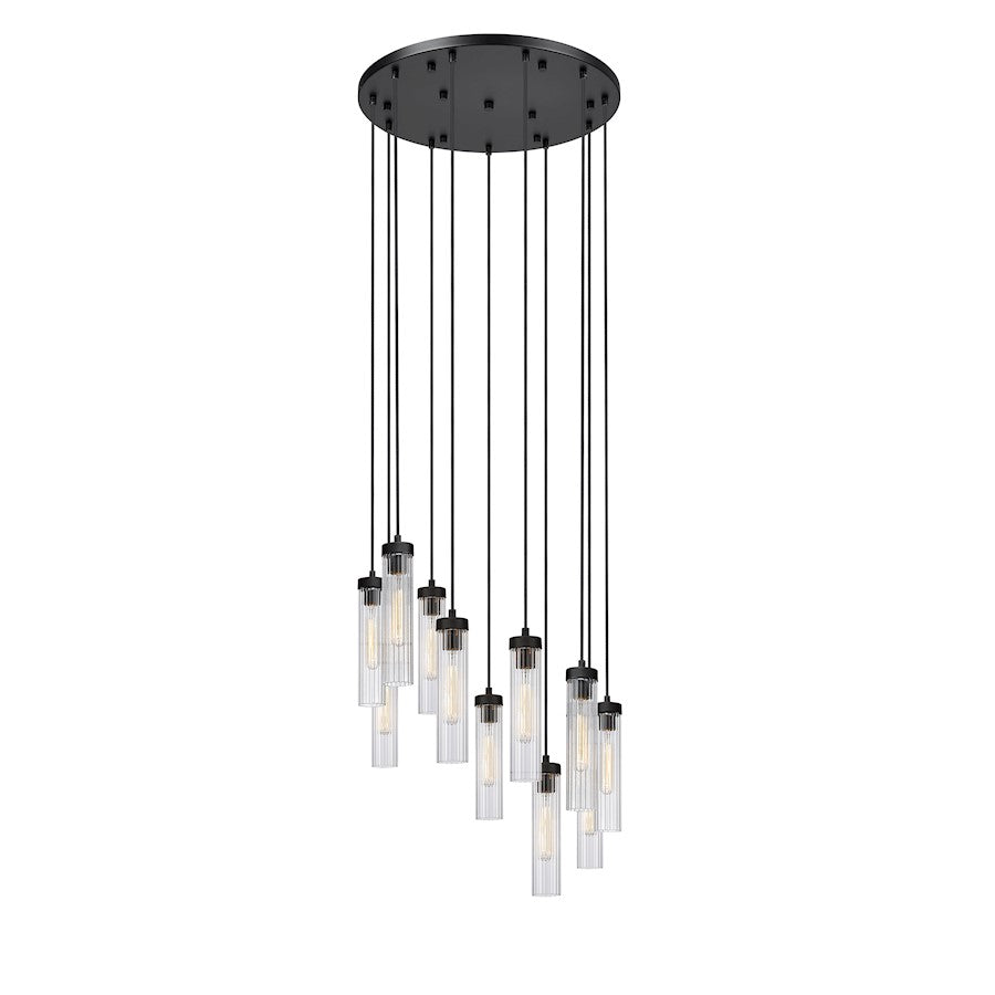 Z-Lite Beau 11 Light Chandelier, Matte Black/Clear - 740P-11R-MB