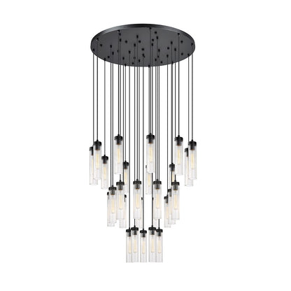 Z-Lite Beau 27 Light Chandelier, Matte Black/Clear - 740P-27R-MB