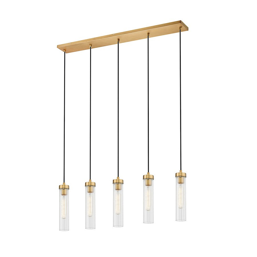 Z-Lite Beau 5 Light 5" Chandelier, Rubbed Brass/Clear - 740P-5L-RB