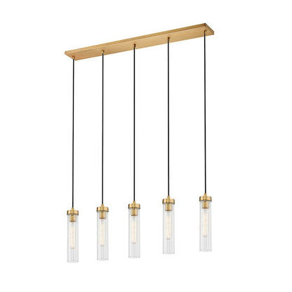 Z-Lite Beau 5 Light 5" Chandelier, Rubbed Brass/Clear - 740P-5L-RB