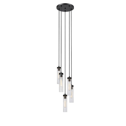 Z-Lite Beau 5 Light 12" Chandelier, Matte Black/Clear - 740P-5R-MB