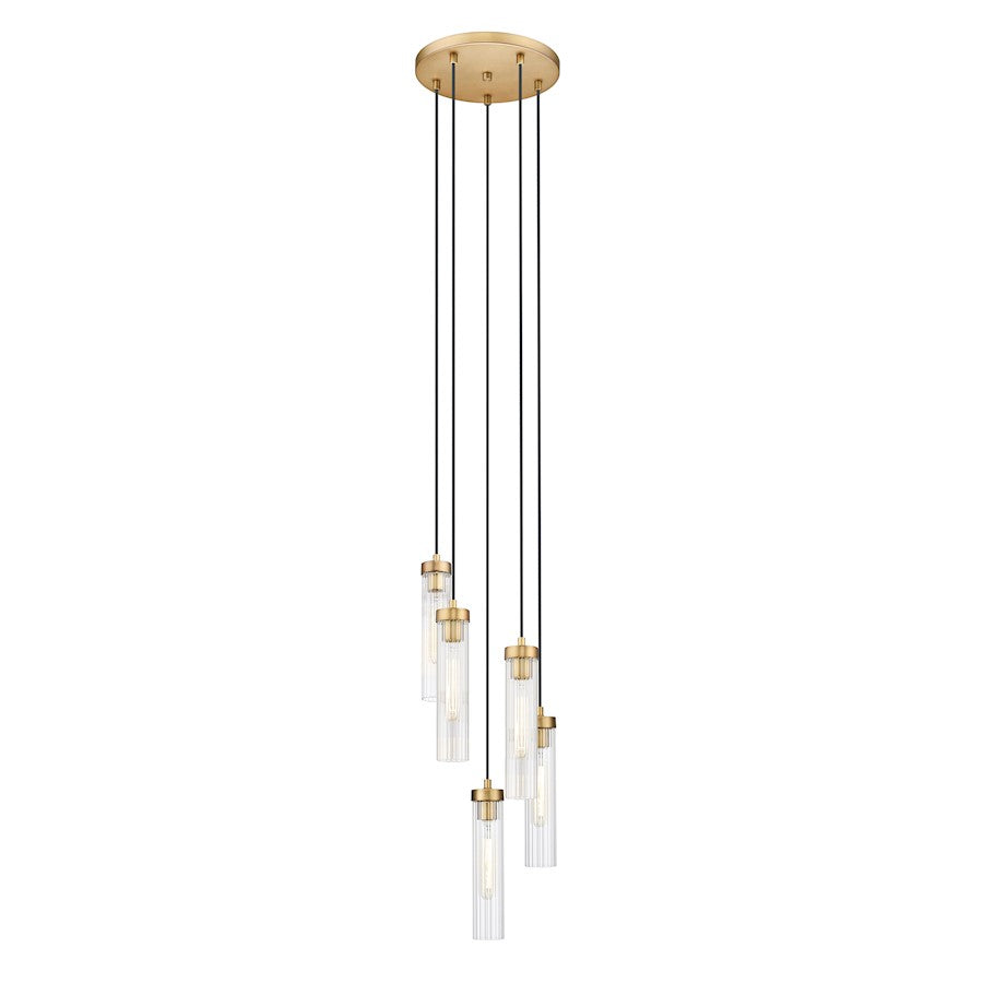 Z-Lite Beau 5 Light 12" Chandelier, Rubbed Brass/Clear - 740P-5R-RB