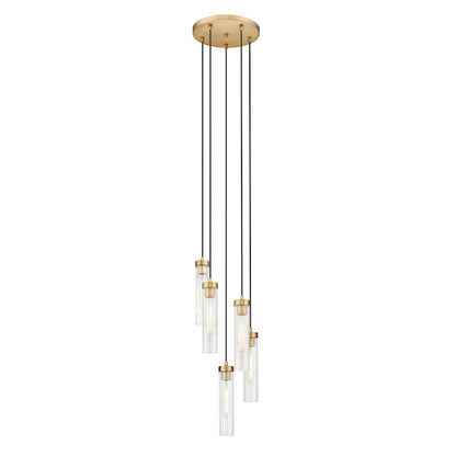 Z-Lite Beau 5 Light 12" Chandelier, Rubbed Brass/Clear - 740P-5R-RB