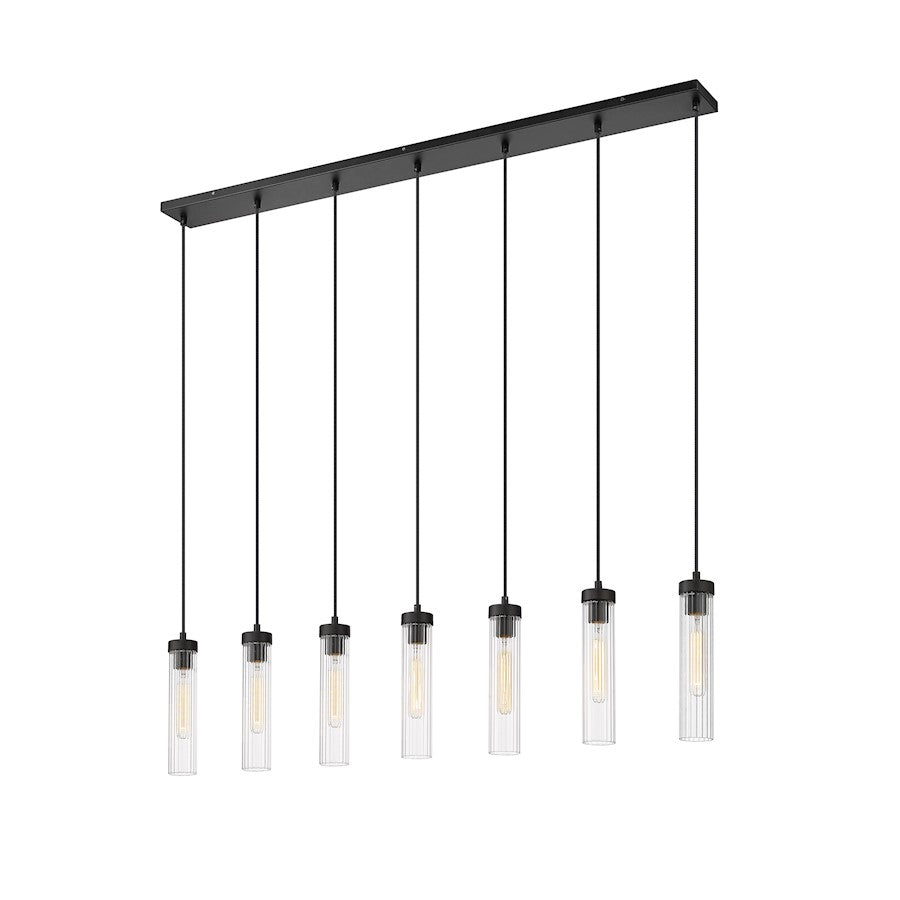 Z-Lite Beau 7 Light 5" Chandelier, Matte Black/Clear - 740P-7L-MB