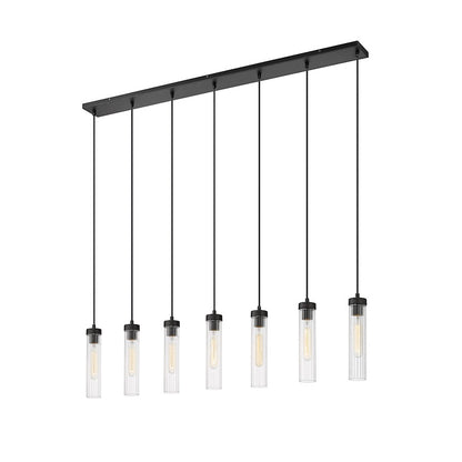 Z-Lite Beau 7 Light 5" Chandelier, Matte Black/Clear - 740P-7L-MB