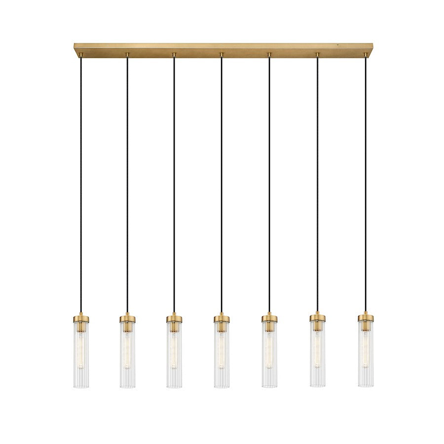 Z-Lite Beau 7 Light 5" Chandelier, Rubbed Brass/Clear - 740P-7L-RB