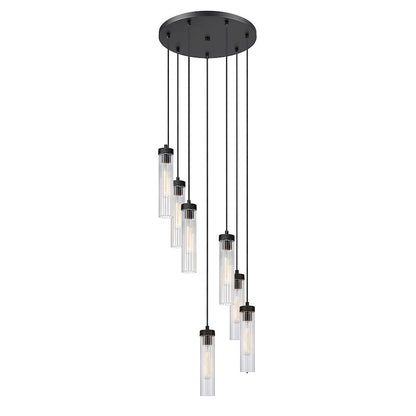 Z-Lite Beau 7 Light 18" Chandelier, Matte Black/Clear - 740P-7R-MB