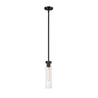 Z-Lite Beau 1 Light Pendant, Matte Black/Clear - 740P-ROD-MB