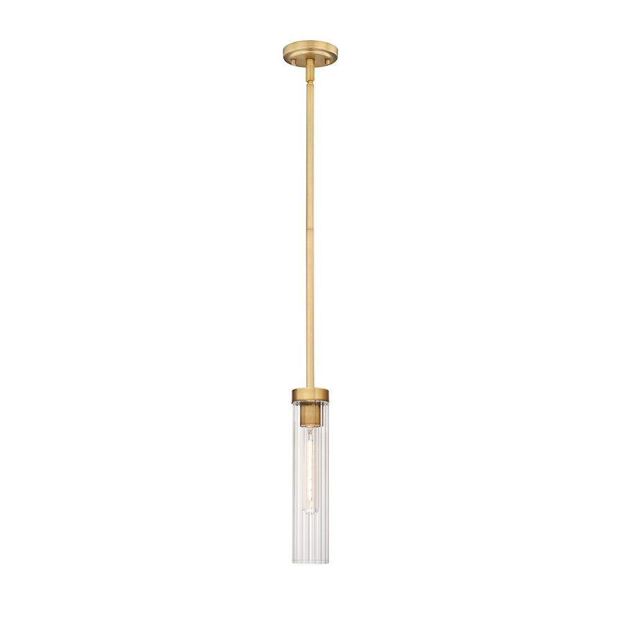 Z-Lite Beau 1 Light Pendant, Rubbed Brass/Clear - 740P-ROD-RB