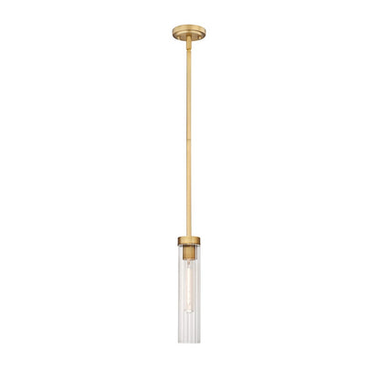 Z-Lite Beau 1 Light Pendant, Rubbed Brass/Clear - 740P-ROD-RB