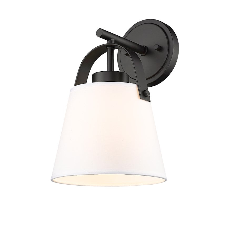 Z-Lite Z-Studio Linen Pendant 1 Light Wall Sconce, Matte Black/Ivory - 743-1S-MB