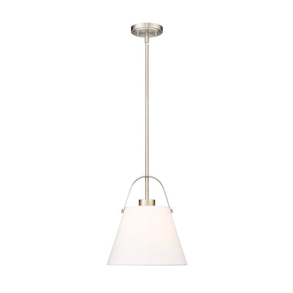 Z-Lite Z-Studio Linen Pendant 1 Light 12" Pendant, Nickel/Ivory - 743P12-BN