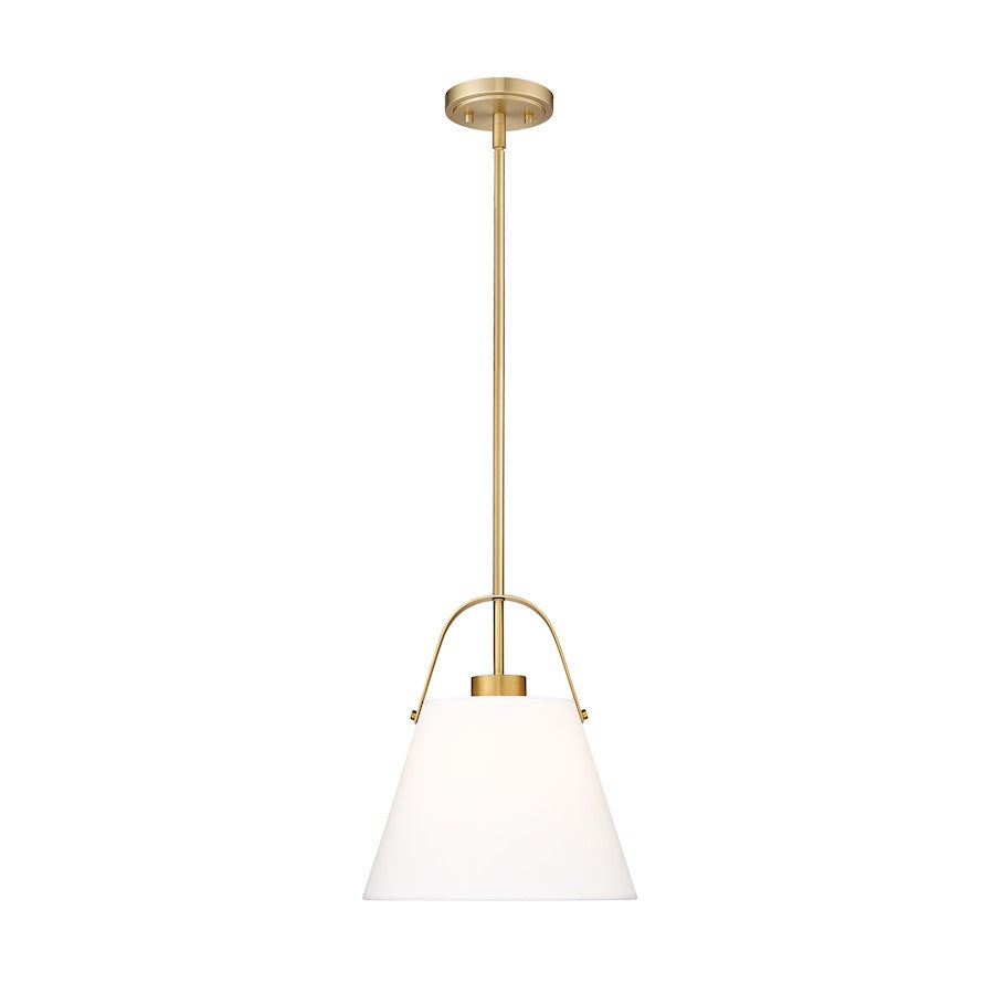 Z-Lite Z-Studio Linen Pendant 1 Light 12" Pendant, Brass/Ivory - 743P12-HBR