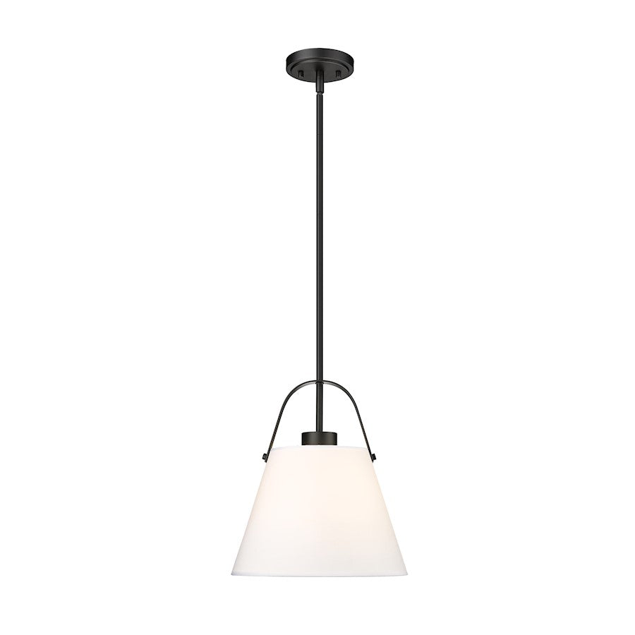 Z-Lite Z-Studio Linen Pendant 1 Light 12" Pendant, Matte Black/Ivory - 743P12-MB