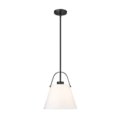 Z-Lite Z-Studio Linen Pendant 1 Light 12" Pendant, Matte Black/Ivory - 743P12-MB