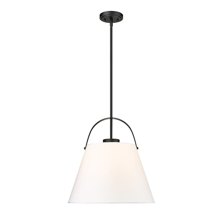 Z-Lite Z-Studio Linen Pendant 1 Light 18" Pendant, Matte Black/Ivory - 743P18-MB