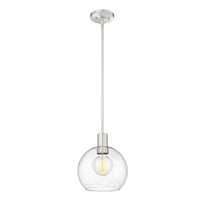 Z-Lite Margo 1 Light 11" Pendant, Brushed Nickel/Clear Seedy - 7501P10-BN