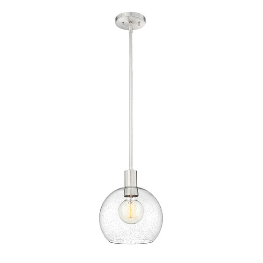 Z-Lite Margo 1 Light 11" Pendant, Brushed Nickel/Clear Seedy - 7501P10-BN