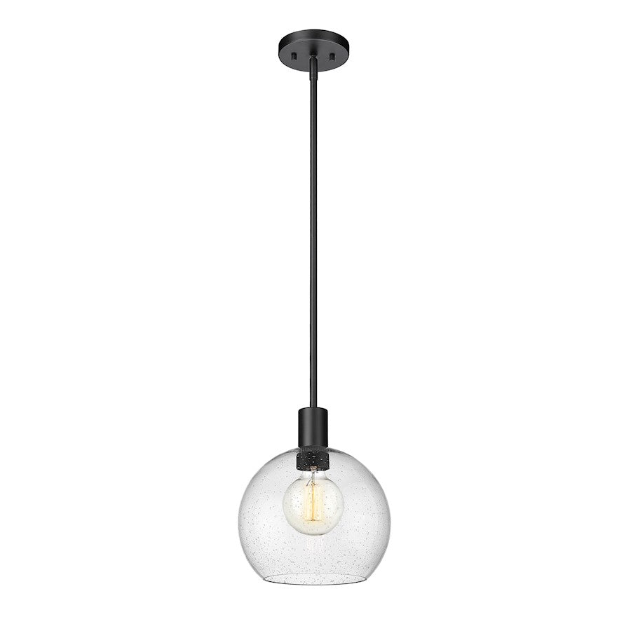 Z-Lite Margo 1 Light 11" Pendant, Matte Black/Clear Seedy - 7501P10-MB