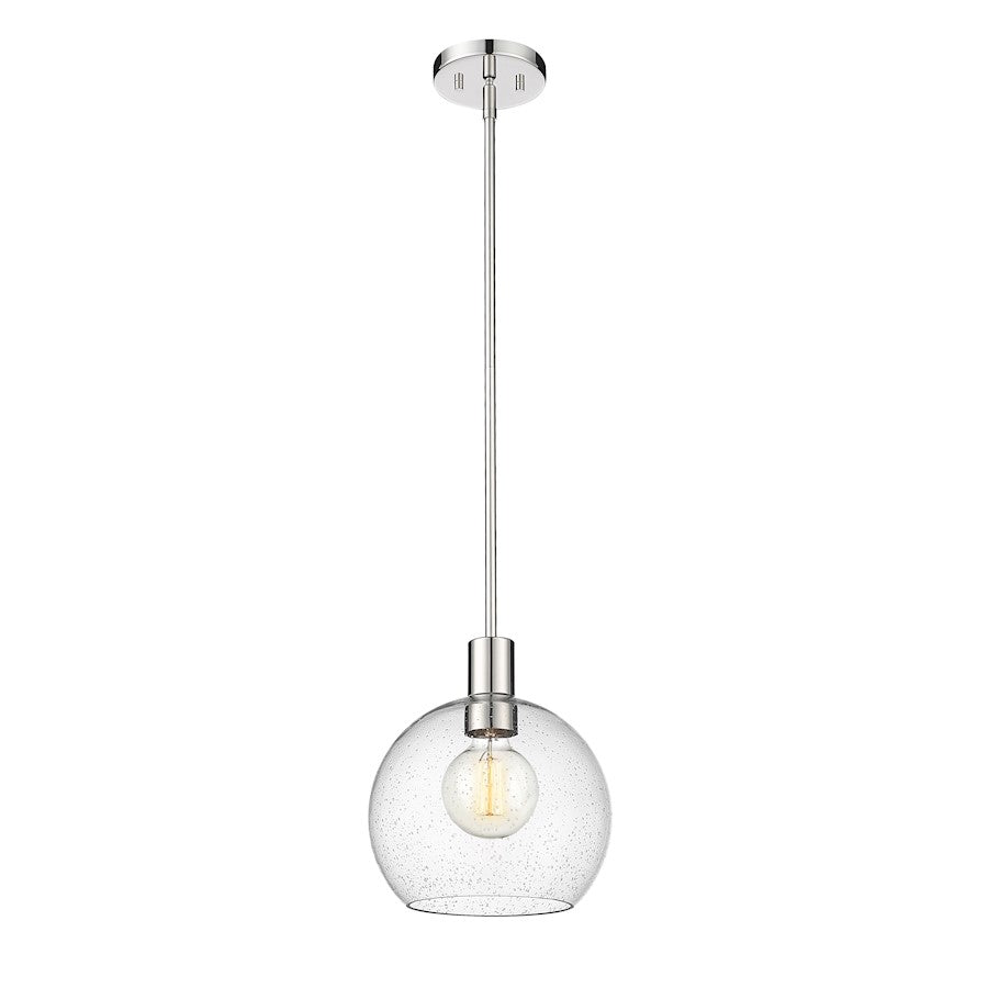 Z-Lite Margo 1 Light 11" Pendant, Polished Nickel/Clear Seedy - 7501P10-PN