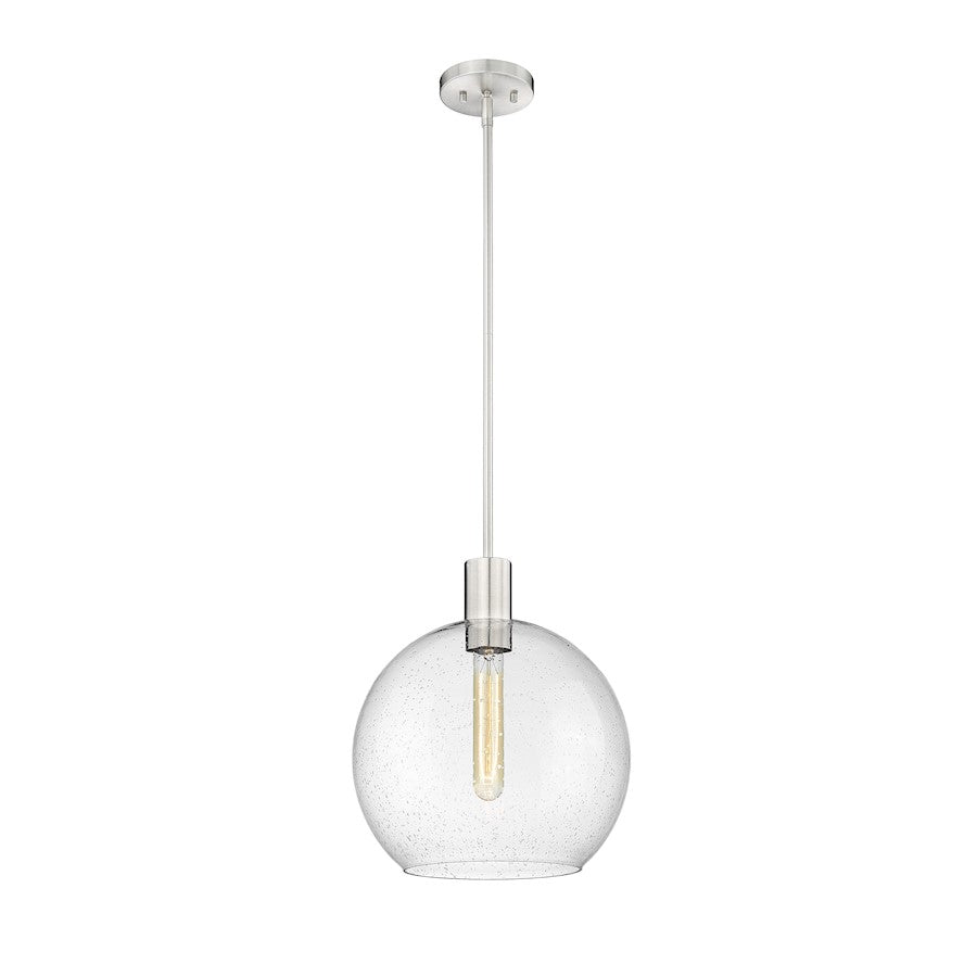 Z-Lite Margo 1 Light 15" Pendant, Brushed Nickel/Clear Seedy - 7501P14-BN