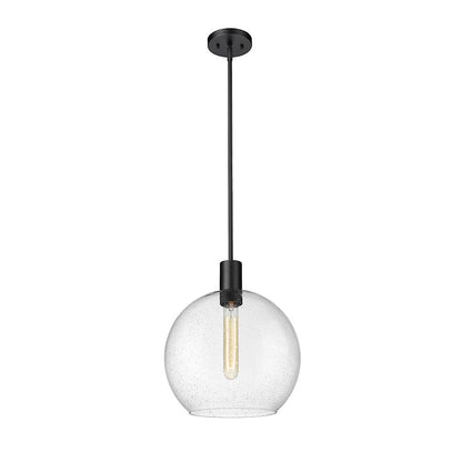 Z-Lite Margo 1 Light 15" Pendant, Matte Black/Clear Seedy - 7501P14-MB